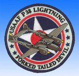 Patch  P-38 Lightning Forked Tailed Devil USSAF